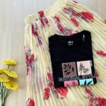 Solid tshirt and pleated skirt Combo