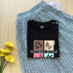 Solid tshirt and pleated skirt Combo