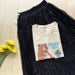 Solid tshirt and pleated skirt Combo