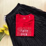 Solid tshirt and pleated skirt Combo