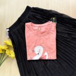 Solid tshirt and pleated skirt Combo