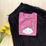 Solid tshirt and pleated skirt Combo