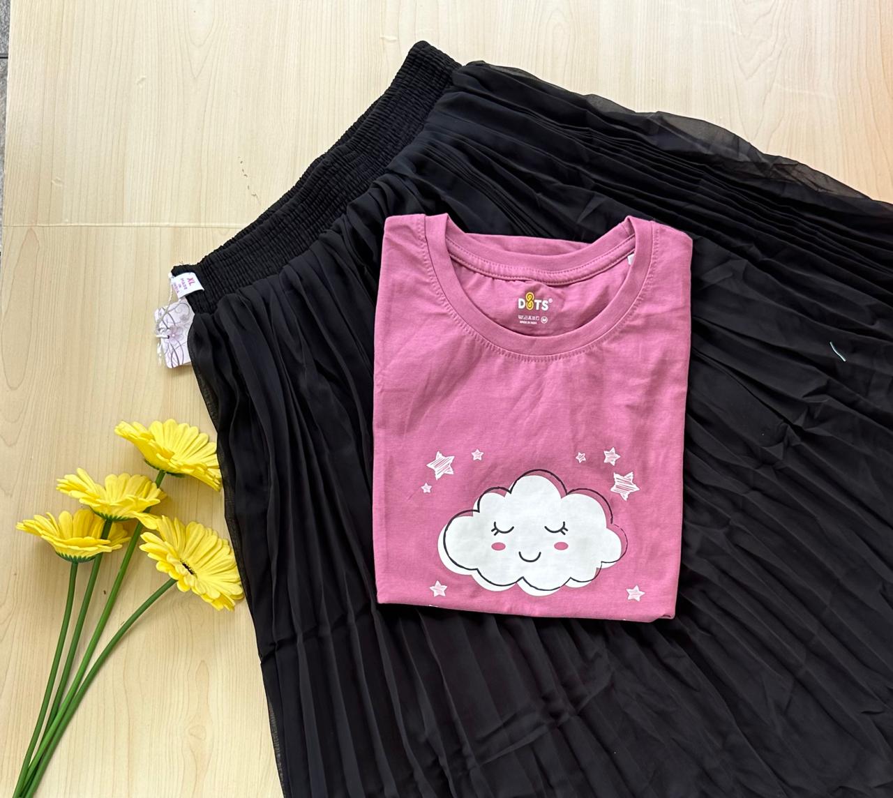 WhatsApp Image 2026-07-21 at 1.22.23 PM (1) Solid tshirt and pleated skirt Combo - Image 1