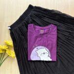 Solid tshirt and pleated skirt Combo