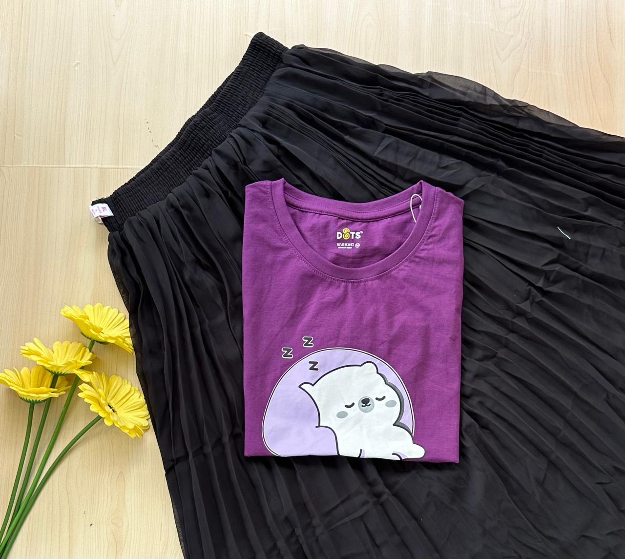 WhatsApp Image 2026-07-21 at 1.22.23 PM (2) Solid tshirt and pleated skirt Combo - Image 1
