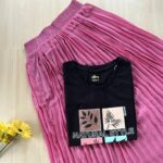 Solid tshirt and pleated skirt Combo