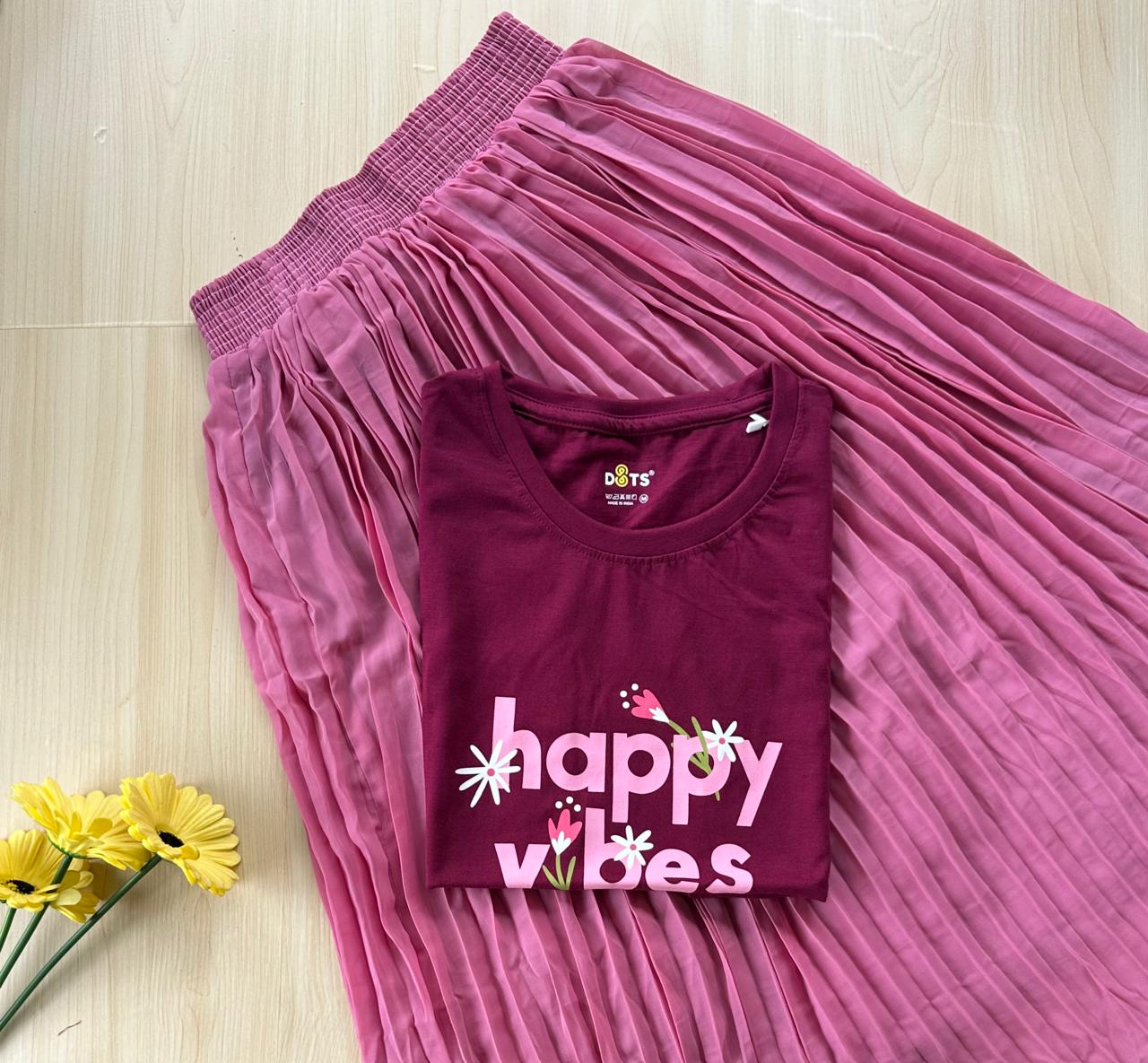 WhatsApp Image 2026-08-07 at 4.19.33 PM (9) Solid tshirt and pleated skirt Combo - Image 1