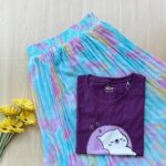 Solid tshirt and pleated skirt Combo