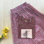 Solid tshirt and pleated skirt Combo