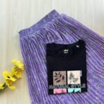 Solid tshirt and pleated skirt Combo