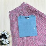 Five Sleeve Tshirt and Printed Skirt Combo