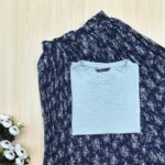 Five Sleeve Tshirt and Printed Skirt Combo