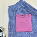 Five Sleeve Tshirt and Printed Skirt Combo
