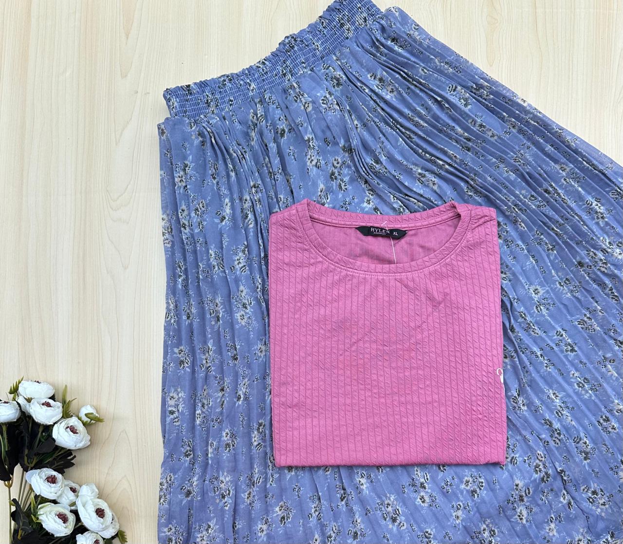WhatsApp Image 2026-10-04 at 12.25.39 PM Five Sleeve Tshirt and Printed Skirt Combo - Image 1