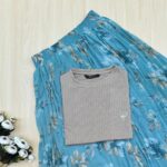 Five Sleeve Tshirt and Printed Skirt Combo