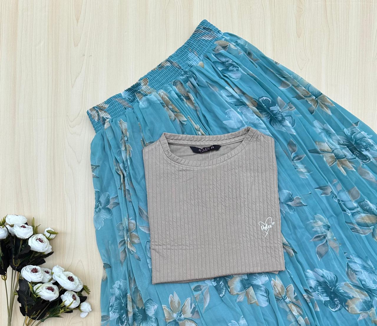 WhatsApp Image 2026-10-04 at 12.25.40 PM Five Sleeve Tshirt and Printed Skirt Combo - Image 1