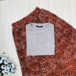 Five Sleeve Tshirt and Printed Skirt Combo