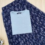Five Sleeve Tshirt and Printed Skirt Combo