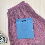 Five Sleeve Tshirt and Printed Skirt Combo