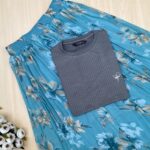 Five Sleeve Tshirt and Printed Skirt Combo
