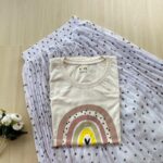 Solid tshirt and pleated skirt Combo