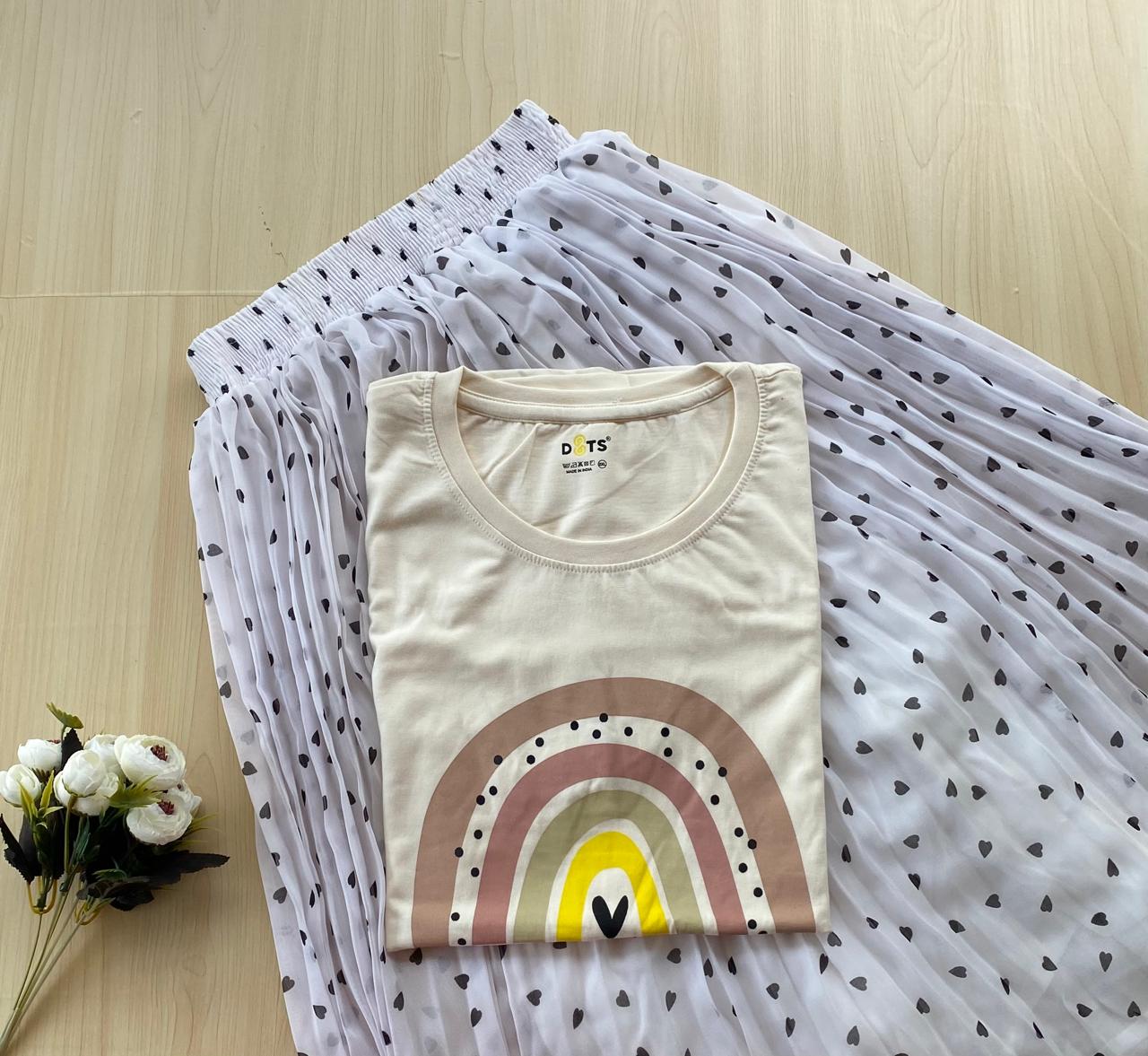 WhatsApp Image 2026-10-24 at 11.34.21 AM Solid tshirt and pleated skirt Combo - Image 1